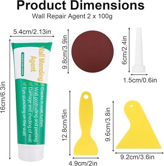 Drywall Repair Kit, Wall Mending Agent with Scraper Sandpaper & Nozzle Extender Spackling Filler for Holes Cracks Walls & Ceilings