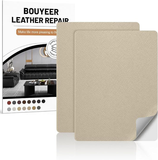 Leather Repair Patch Tape Kit,Self Adhesive Leather Repair for Sofa，Car Seat,Office Chair,Furniture,Jacket,Waterproof Strong Adhesive Vinyl Repair Kit. 8 in x 11 in,Light Beige