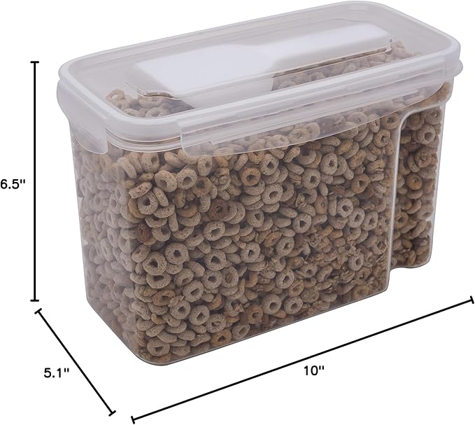 Kitchen Details Cereal Container with Scooper | Medium | Airtight | Food Tin | Keeps Fresh | Kitchen & Pantry Storage Organizers | Clear