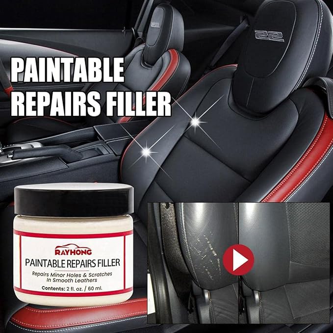 Alkyne Leather Filler,Leather Filling Paste,New Car Leather Filler Repair Cream,Leather Color Restorer Conditioner for Filling or Repairing Holes Scratches (2pcs)