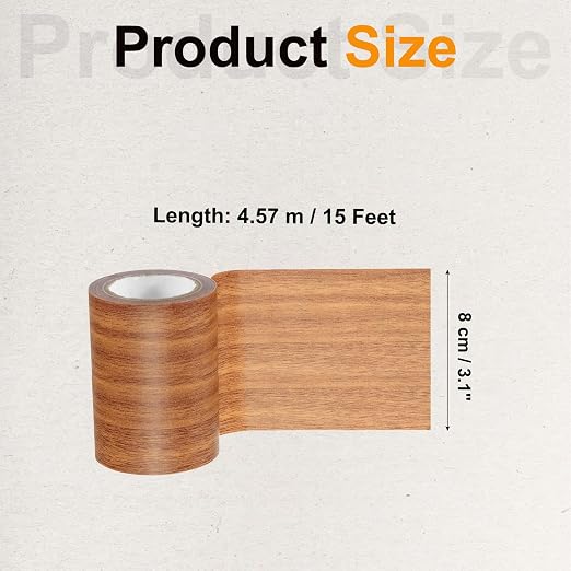 PATIKIL Wood Grain Tape 3.1" x 15 Ft, Self-Adhesive Wood Texture Repair Tape Realistic Wood Effect Contact Paper Patch for Furniture Cabinets Floor Walls Home Decoration, Orange Oak