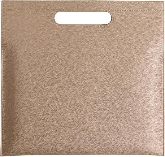 Premium PU Leather Waterproof File Folder & File Jackets & File Pockets Easy to Clean Document Organizer, Multi-Color Options, 13.34x12.56in, Ideal for Students & Professionals (Apricot)