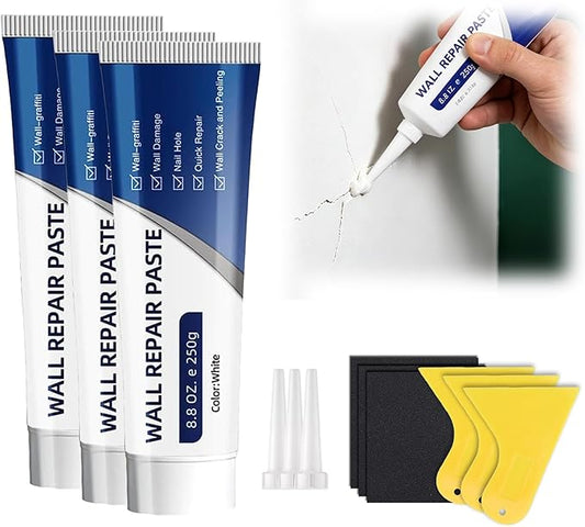 Drywall Repair Kit with Scraper, 2026 New Wall Mending Agent for Holes, Cracks, Small Damage, Quick Easy Solution for Home Wall Efficient Patch Repair (3 pcs)