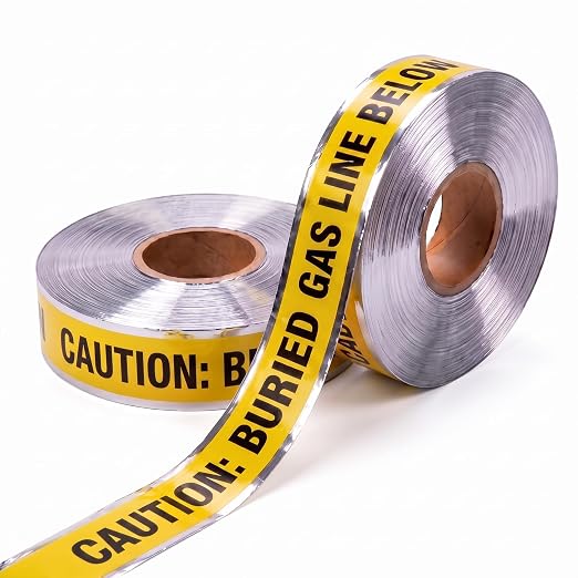2 Rolls " Caution Buried Gas Line Below" 2 Inch x 1000 Feet Warning Tape