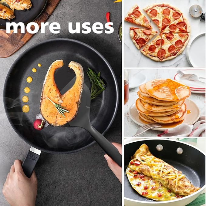 Silicone Tamagoyaki Spatula - Wide, Nonstick, Heat-Resistant for Egg, Fish, Burgers, Steak, Pizza - Red