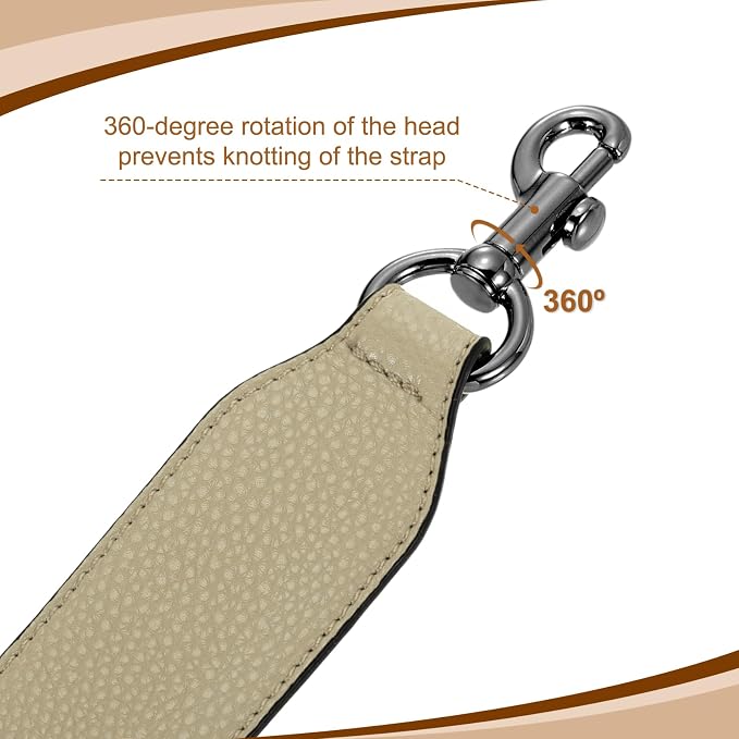 uxcell 22.83 Inch PU Leather Short Bag Strap with Clasp, Purse Handles Handbags Replacement Straps for Clutch Bag Crossbody Underarm Bags, Khaki, Metallic Black Buckle