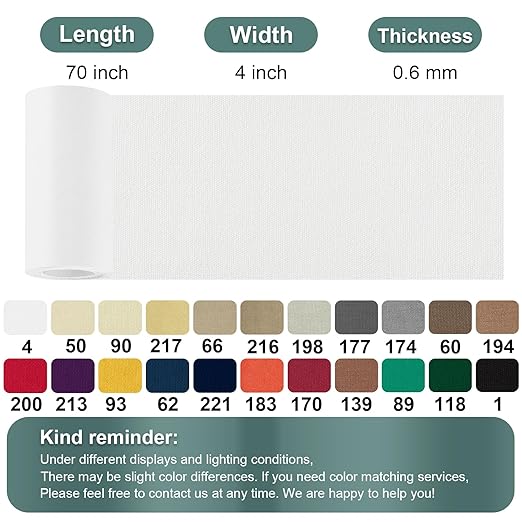Linen Canvas Repair Tape, 4×63 Inches White Waterproof Self-Adhesive Patch for Outdoor Gear, Durable Fabric Tape for Boat Covers, Couch, Tents, Sofas, Sun Shades, Awnings, and Lounge Chairs