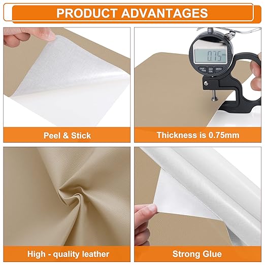 Leather Repair Tape Patch, 17" x 79" Self Adhesive Leather Patches for Furniture,Vinyl Repair Kit for Car Seat, Couch, Chairs, Boat Seat, Sofa Dark Grey