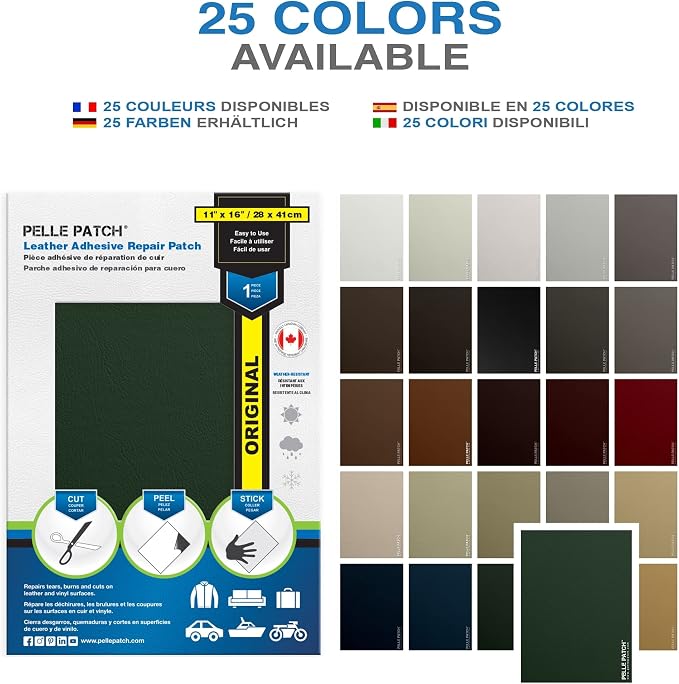 Cracked Leather Repair Kit - 25 Colors Available - Original 11x16 - Medium Green