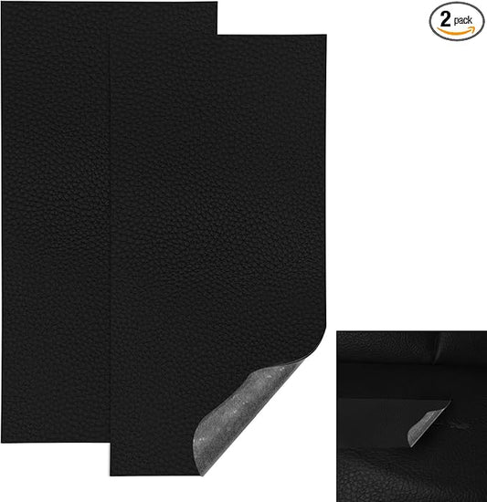 2PCS Vinyl and Leather Repair Kit, Leather Car Seat Repair Kit, 4 x 8 Inch Self Adhesive Waterproof Automotive Seat Patch, Car Fabric Sofa Vinyl Tape for Vehicles, Couches, Furniture (Black)