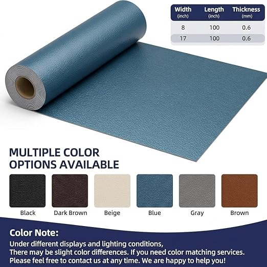 Qextce Leather Repair Patch Tape, Blue, 8x100 Inch | Self-Adhesive, Waterproof, Wear Heat Resistant, Vinyl Leather Repair Kit, For Furniture, Car Seat, Sofa, Couch, Luggage
