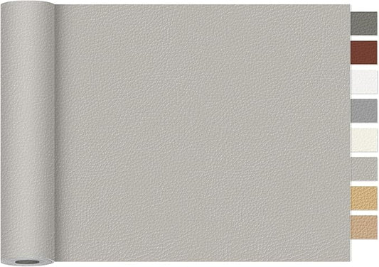 Leather Repair Tape,16 x 30 Inches Self Adhesive Leather Repair Patch，Leather Repair Kit for Furniture，Couches,Car Seats,Cabinets,Handbags(Light Grey)