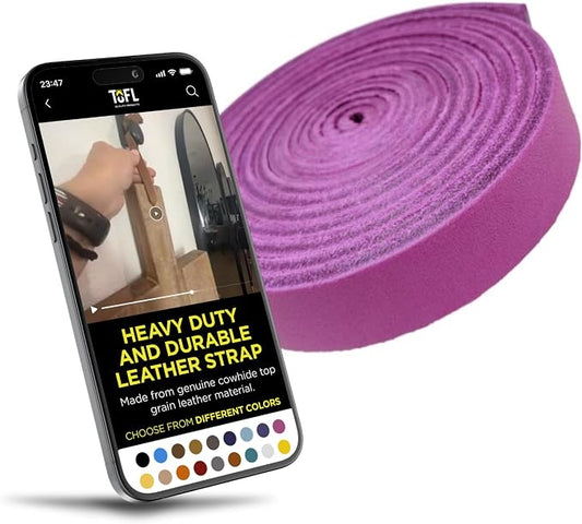 Leather Strap for Crafts & Jewelry | 72 Long × 5/8" Wide × 1/8" Thick (7-8oz) | Genuine Leather Strips for Crafts, Projects or Repairs - Magenta | 4-Pack