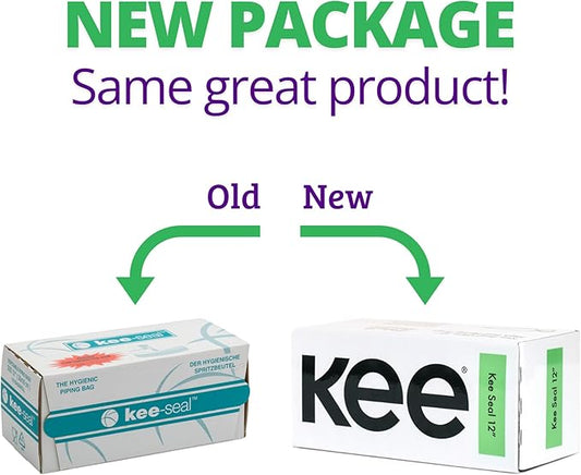 KEE-SEAL Disposable Pastry Bags, Piping Bag with Grip Tight Outer Surface, Smooth-Flow Interior, Easy Tear Perforation, Convenient Dispenser Box, 12-Inch, Clear