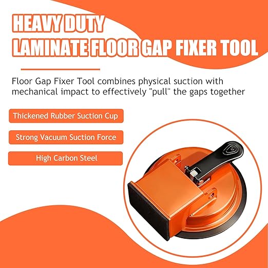 Floor Gap Fixer Tool, Heavy Duty Laminate Floor Gap Fixer Tool, Powerful Suction Cup Gap Repair Tool for Hardwood Floors, Tiles, Laminate, Vinyl Flooring (Orange)