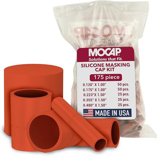 MOCAP Silicone Masking Cap Kit (MSC Series) - Durable & Reusable Silicone Rubber Caps for Threaded & Smooth Studs, Ideal for Powder Coating, E-Coating & Chrome Plating Applications - 175 Total Pcs