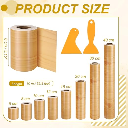 PATIKIL Wood Grain Repair Tape, 3" x 33' Self Adhesive Realistic Wood Tape with Scraper Durable Repair Patch for Furniture Floor Window Door Table DIY Home Decor, Cherry Wood