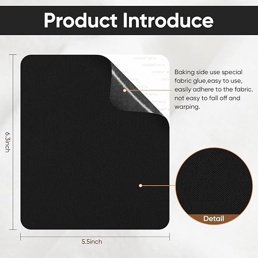 Couch Patch Repair Fabric,6-Piece Self-Adhesive Microfiber Patches，Quick Fix Sofa Chair Car Seat,Furniture,Upholstery Repair Kit. (Black)