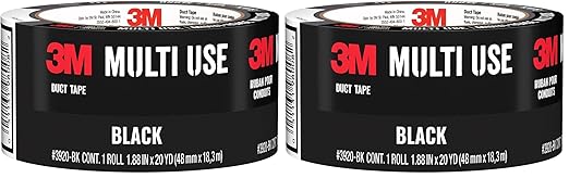 3M Multi-Use Colored Duct Tape, Black, 3920-BK, 1.88 Inches by 20 Yards, 1 Roll (Pack of 2)