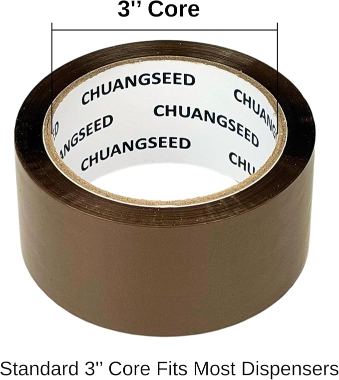 12-Pack Brown Packing Tape with 2 Dispenser, 2.4 Mil 1.88 Inch x 60 Yards, Total 720yds, 12 Refills Rolls Packaging Tape for Moving, Shipping and Storage