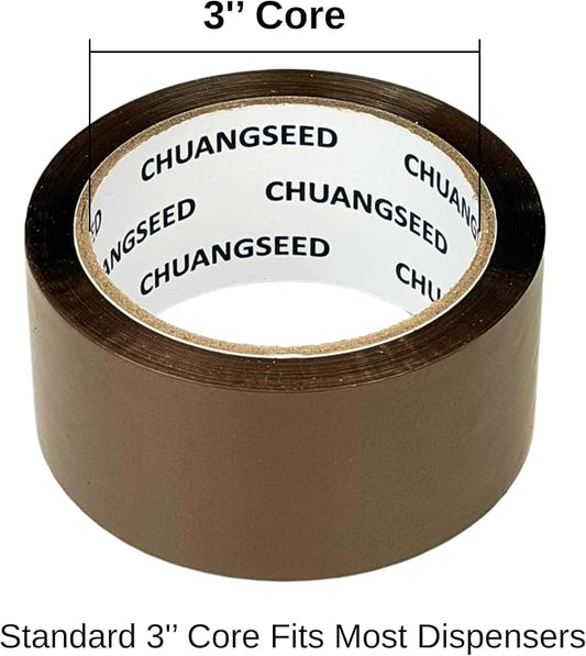 12-Pack Brown Packing Tape with 2 Dispenser, 2.4 Mil 1.88 Inch x 60 Yards, Total 720yds, 12 Refills Rolls Packaging Tape for Moving, Shipping and Storage