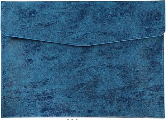 PU Leather A4 File Folder Document Holder Waterproof Portfolio Envelope Folder Case with Snap Closure Blue