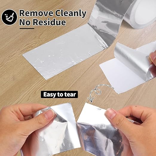 Aluminum Foil Tape Heavy Duty 3 Inch x 22 Yards（3.9 mil）, High Temp Waterproof HVAC Tape, Silver Insulation Adhesive for Ductwork, Sealing, Dryer Vent, Furnace, AC, Pipe Repair