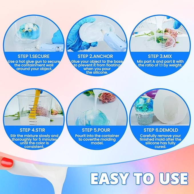 KHKD RESIN Silicone Mold Making Kit, 0A Liquid Silicone Rubber 1 Gallon, Extra Soft & Elastic Molding Silicone – Bubble-Free, Easy Demold for Resin Molds, 3D Molds, Candle Molds, Soap Molds
