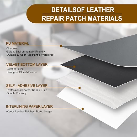 Leather Patches for Furniture,Self Adhesive Leather Repair Patch,Leather Patch Tape kit for Couch,Car Seat,Motorcycle seat,Loveseat