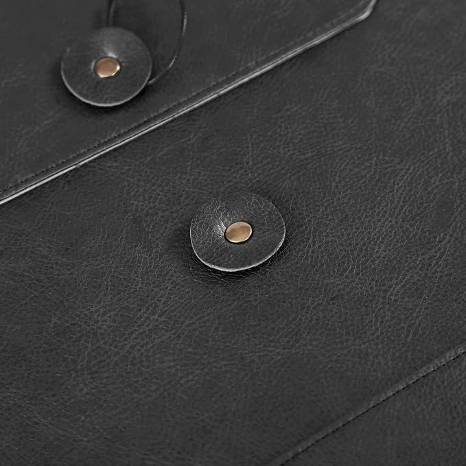 Leather File Folder for Documents,Important Document Folder with String Tie,Laptop Sleeve Notebook Case,Leather File Organizer,A4 Envelopes Filing Folder (Vertical, Black)