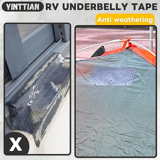 YINTTIAN 6 Inch RV Underbelly Tape, Heavy Duty Waterproof Heat-Resistant | Outdoor Repair Patch for Awning, Tarp, Sail and Boat Cover, Permanent Seam Tape for RV Camper Mobile Home