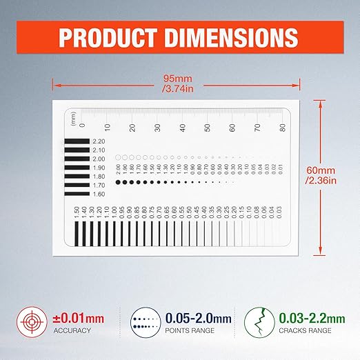 Concrete Crack Width Ruler, Clear Crack Width Gauge High-Precision Measurement Tool for Precise Inspection of Surface Defects (1 Piece)