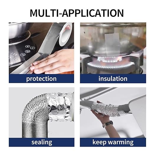 TAPEBEAR 6 Rolls Aluminum Foil Tape, Aluminum Air Duct Tape, Withstand 80°C to 100°C, Heat Resistant Tape Insulation Tape for HVAC, Sealing & Patching, Metal Repair, 2inch x 50yard