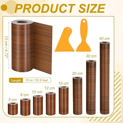 PATIKIL Wood Grain Repair Tape, 5" x 33' Self Adhesive Realistic Wood Tape with Scraper Durable Repair Patch for Furniture Floor Window Door Table DIY Home Decor, Dark Wood Grain
