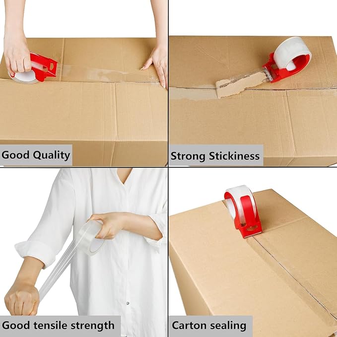 CHUANGSEED 6-Pack Clear Packing Tape with Dispenser -2.7mil x 1.88" x 55Y Heavy Duty Packing Tape for Moving Boxes-Moving Tape Strong Adhesive Packaging Tape