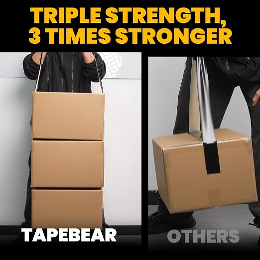 TAPEBEAR 16.5mil Thick Silver Duct Tape Heavy Duty 1.88" x 105FT, Strong Tough Utility Ducting Tape Waterproof, No Residue, Flexible, Hand Tear Binding Tape for Bundle, Patch, Protect & Repair