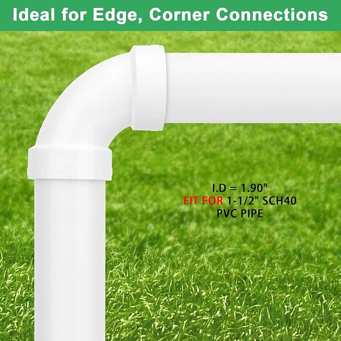 6Pack 1-1/2" PVC DWV Sanitary 90-Degree Elbow (Socket x Socket) White SCH40 1.50" PVC DWV 90° Elbow Pipe Fittings Connectors for Drain, Waste, Vent