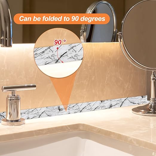 PATIKIL Caulk Tape Waterproof Self Adhesive, PVC Toilet Caulking Sealant Strip Bathtub Caulk Sealing Strip Tape for Bathroom Kitchen Countertop, Ink Stone Pattern (1.5 Inch x 16.4 Ft)