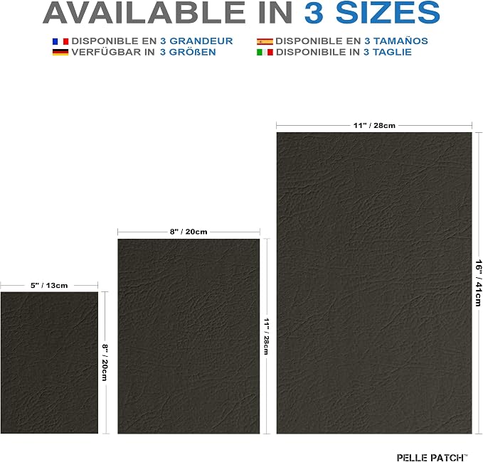 Black Leather Repair Kit for Furniture - 25 Colors Available - Original 11x16 - Dark Grey