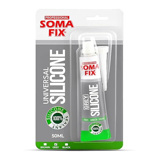 Gray Silicone Caulk - Easy Squeeze Caulking Tube, Silicone Sealant for Wood, Kitchen, Bathroom, Sink, Windows - Multi Purpose & Waterproof - 1.7 fl. oz (Gray)