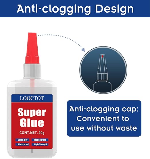 (2-in-1) Super Glue with Brush Applicator & Nozzle, 3D Printer Thick Glue for All Plastics and Fast Setting for Projects and Repairs,3000 CPS Clear Cyanoacrylate Glue, Mess Free Superglue Brush