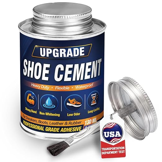 Shoe Cement 130ml, Shoe Repair Glue with Brush Applicator, Waterproof Glue for Shoes Repair for Fixing Separated Soles, Cracked Shoes, Sneakers, Boots, Leather and Rubber Bonding