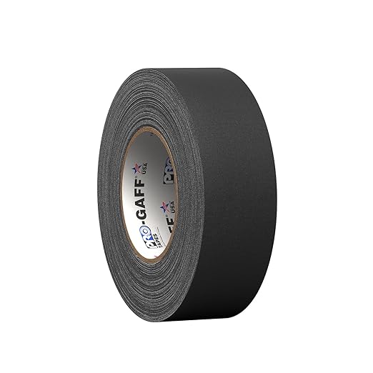 2" Pro Gaff Gaffers Tape 55 yards length black matte. Premium Heavy-Duty Gaffers Tape trusted by professional Gaffers. Made in the USA. Holds Tight, Easy to remove. (Pack of 24)