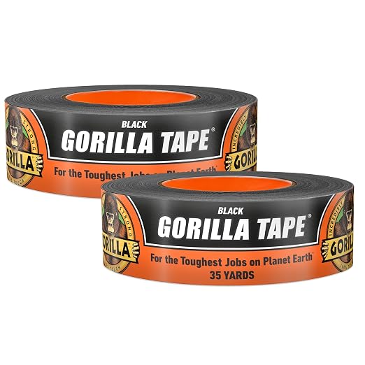 Gorilla Duct Tape, Black Tape, 1.88" x 35 yd (Pack of 2) - Heavy Duty and Weather Resistant for Indoor or Outdoor
