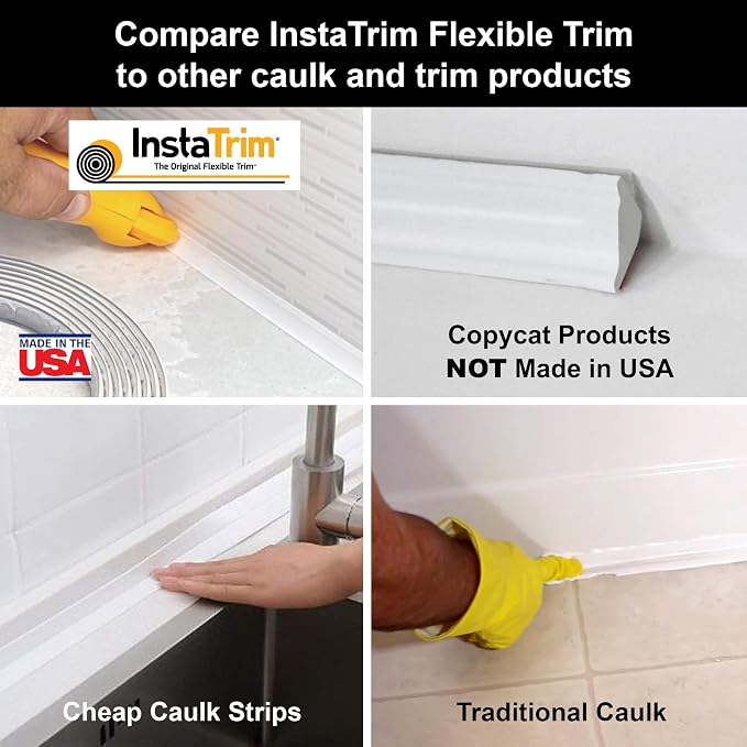 InstaTrim The Original Flexible Trim Applicator Tool, for ½ inch and ¾ inch InstaTrim, Self Adhesive, Peel and Stick Corner Molding – Made in USA | Reusable applicator presses and smooths 1/2 in and 3/4 in InstaTrim around corners and surfaces for a se...