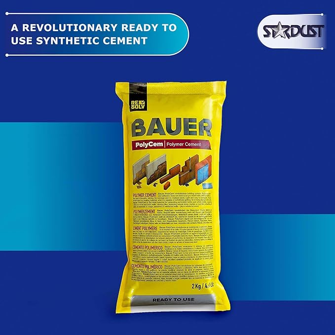 Bauer Instant Polymer Cement - Ready-to-Use Alternative to Mortar & Adhesives - Versatile Concrete & Stone Tile Crack Repair & Brick Repair, Convenient, Durable & Easy to Store - 2kg