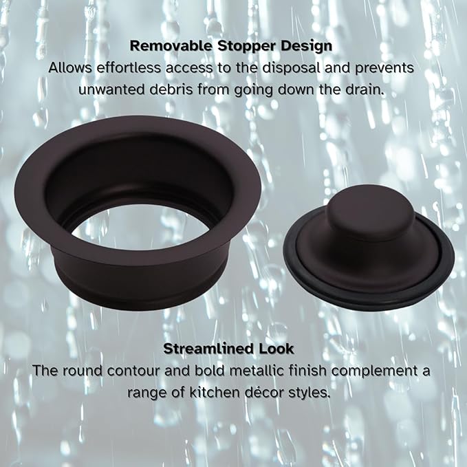 Westbrass D2089-12 4-1/4" Kitchen Sink Waste Disposal Drain Flange and Stopper, Oil Rubbed Bronze