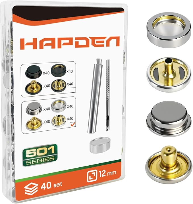 Leather Snaps and Fasteners Kit, New Upgraded 12mm 40 Set Silver Snap Button with Tools for Leather Crafting, Clothes, Fabric, Repair Decorative, Fabric, Garment Craft, DIY Crafts