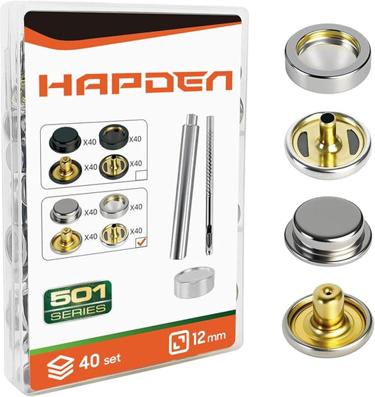 Leather Snaps and Fasteners Kit, New Upgraded 12mm 40 Set Silver Snap Button with Tools for Leather Crafting, Clothes, Fabric, Repair Decorative, Fabric, Garment Craft, DIY Crafts