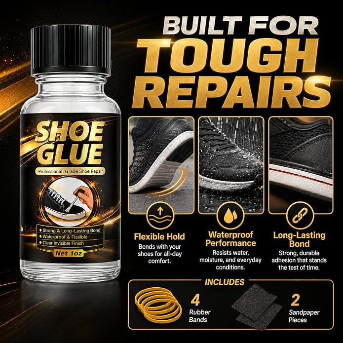 Shoe Glue – Waterproof, Clear, Fast-Drying, Heavy Duty Shoe Glue Sole Repair for Sneakers, Boots, Heels, Hiking Shoes, Leather, Slippers, Rubber, and Canvas（30g）